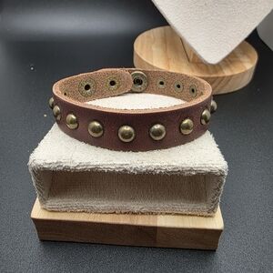 Brown Studded Leather Bracelet (1342)